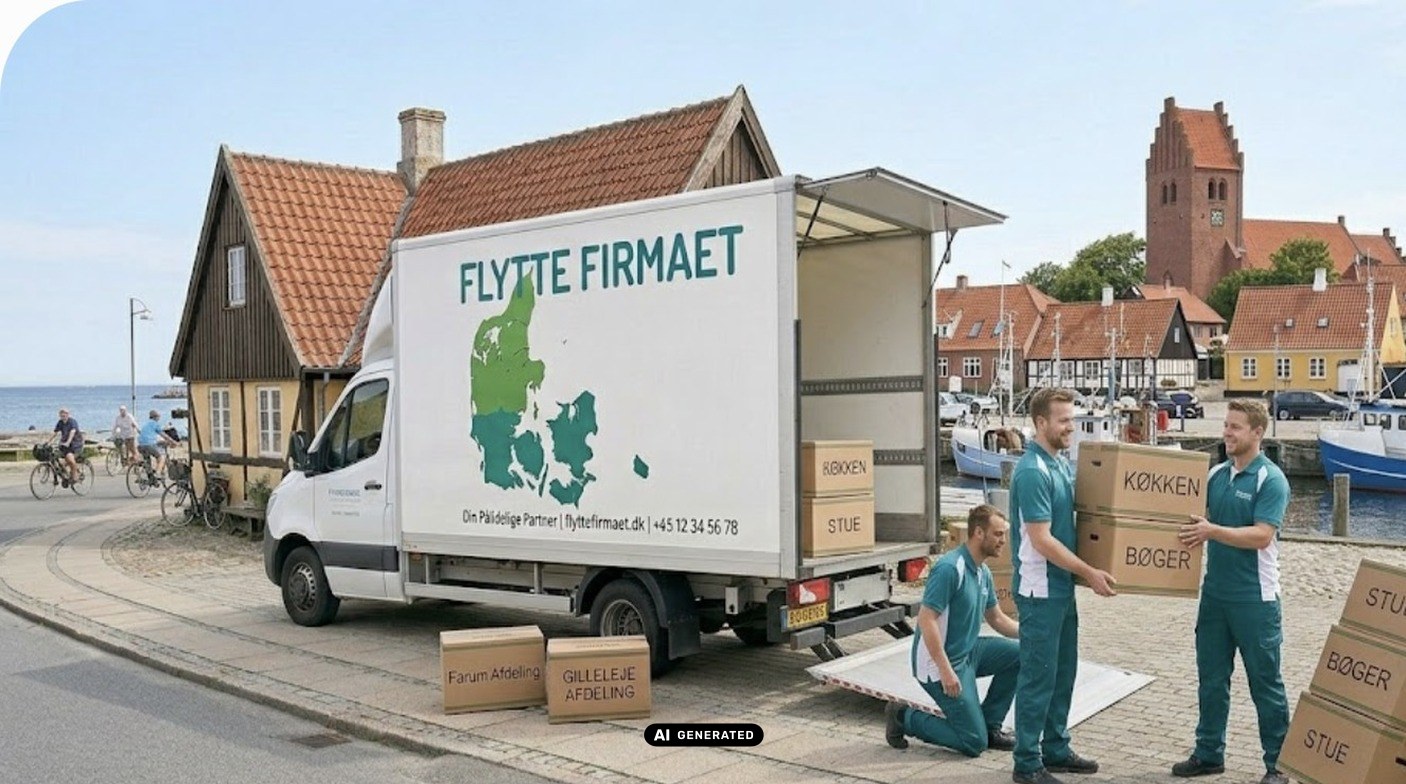 2 Flyttemænd fra Flyttefirmaet.dk bærer flyttekasser til flyttebilen