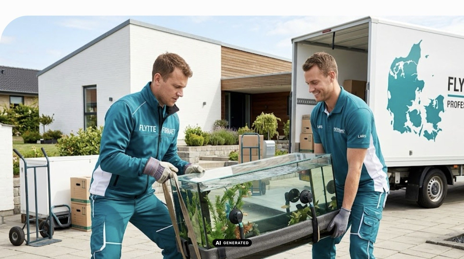2 mand klar til flytning af akvarium