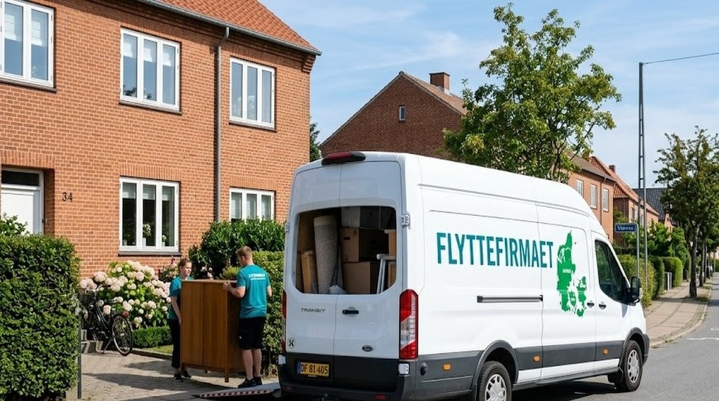 flyttebil igang med flytning