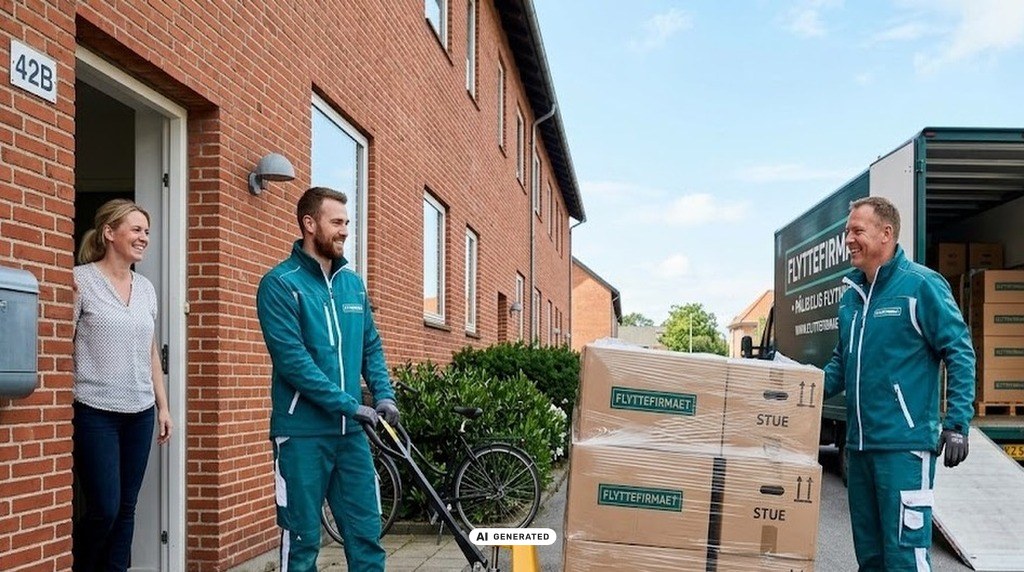 Flyttemand igang med levering af 2 stk. paller med flyttegods til kunde