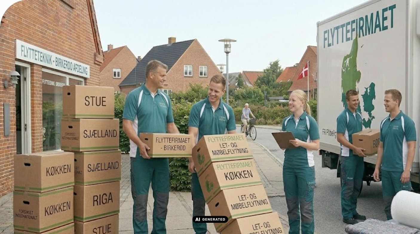 Flyttemand ingang med at køre flyttekasser