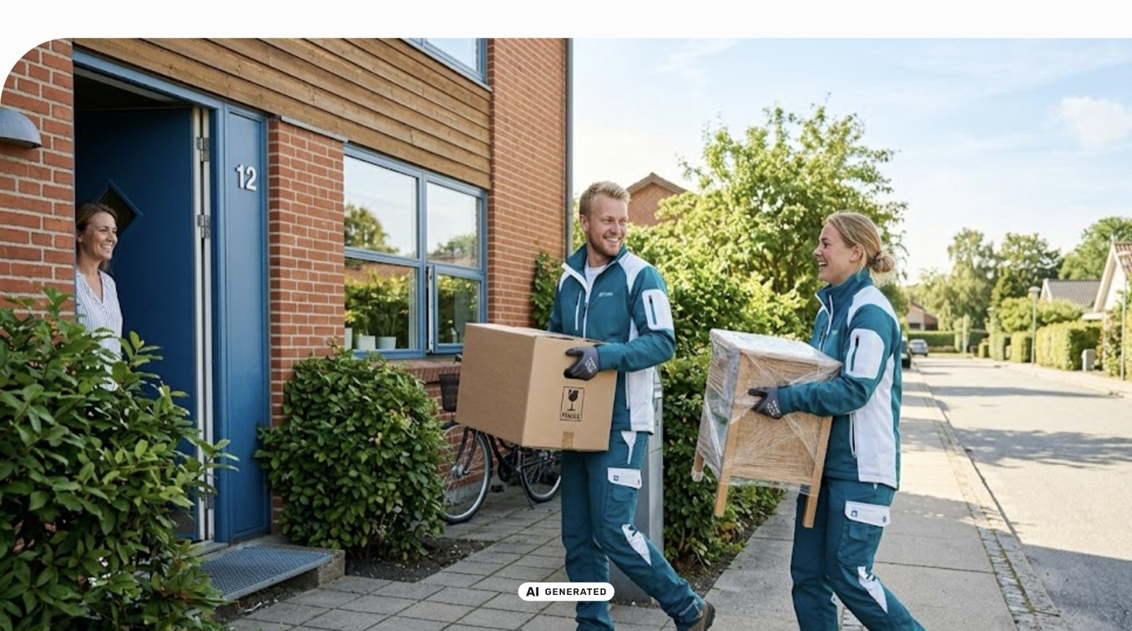 Flyttemand på vej ind til kunde