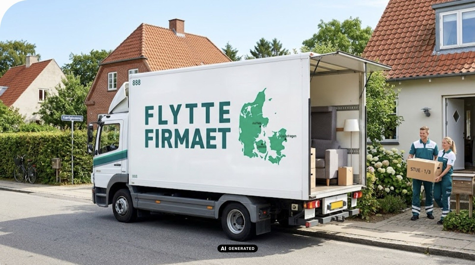 lastbil pakket med flytning
