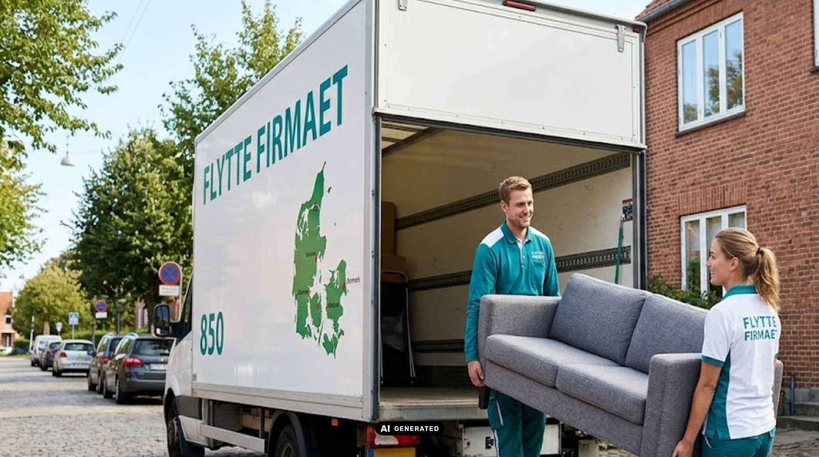 Stor flyttelastbil med plads til hel udlandsflytning